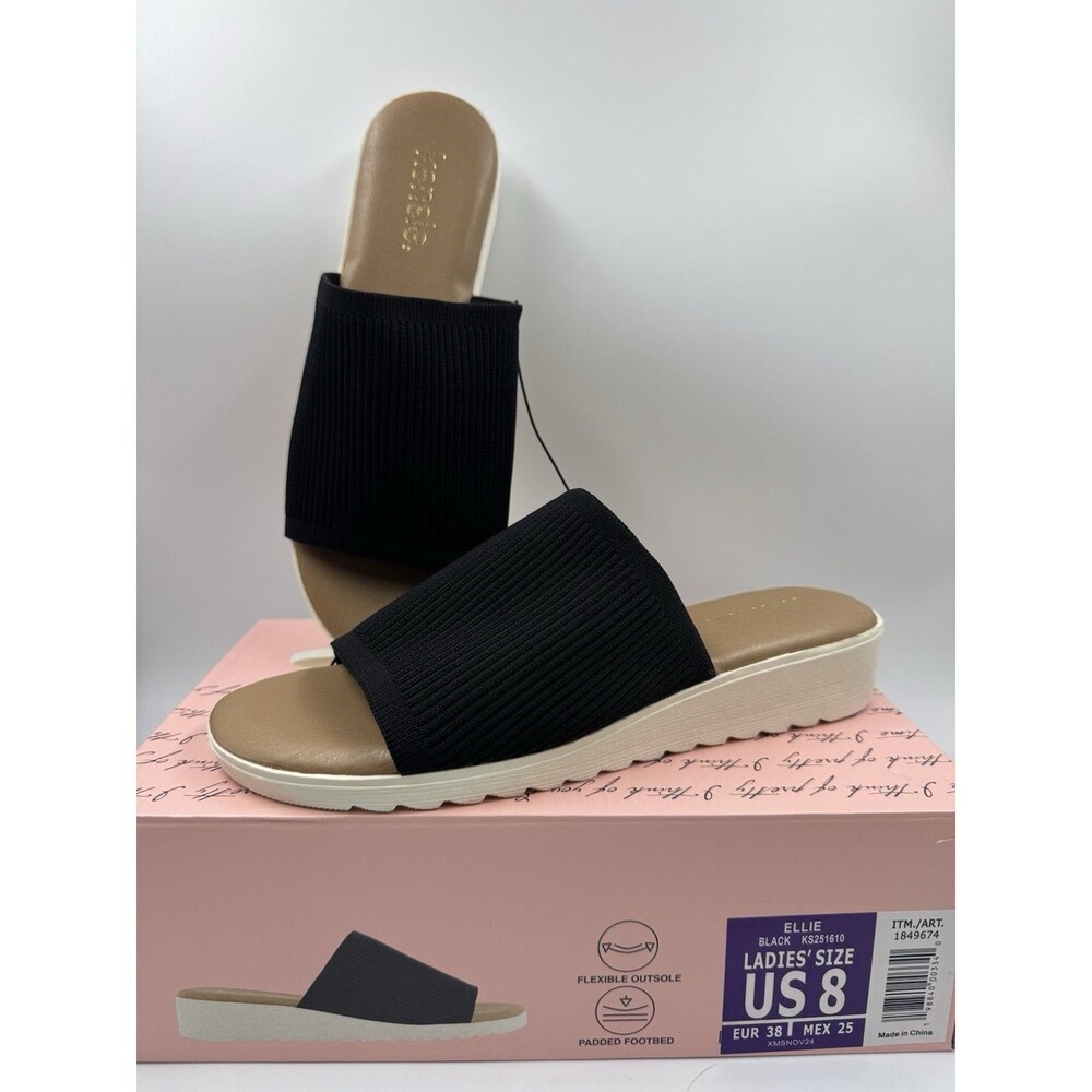 Kensie Women's Knit Slip On Small Platform Sandals Black Size 8 New